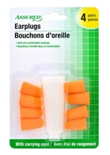 ASSURED SOFT & COMFORTABL EARPLUGS NOISE REDUCTION: 30 DECIBELS, 4 PAIRS w/CASE