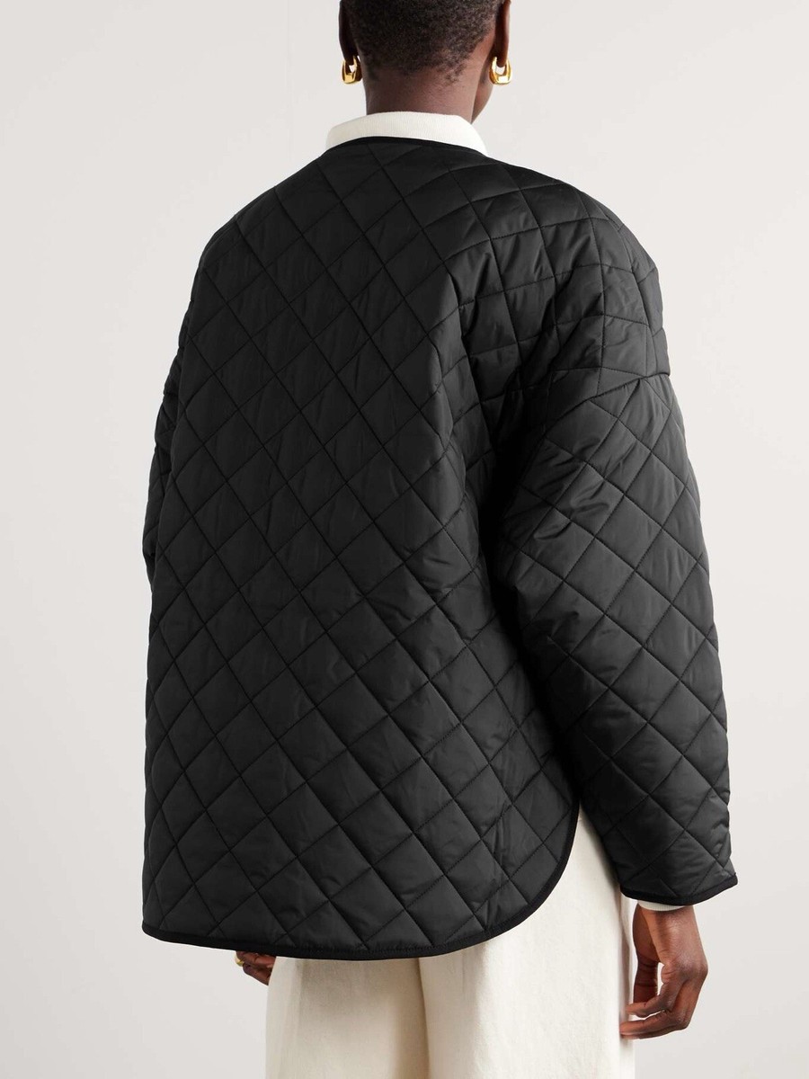 Toteme Quilted Cotton Canvas Round Necked Jacket Coat