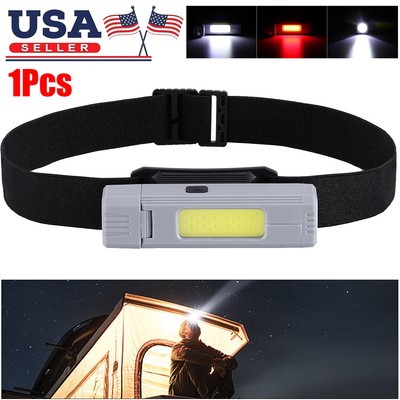 COB LED Magnetic Headlamp USB Rechargeable Headlight Work Light Flashlights US