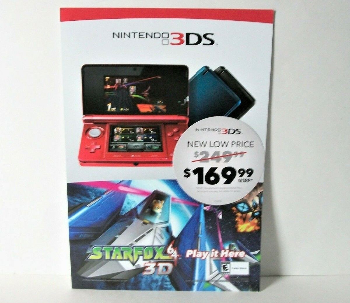 Nintendo Star Fox 64 3DS Store Display Sign Poster Retail Promo