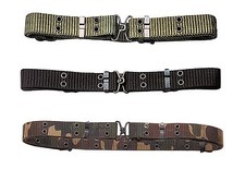 Military Mini Pistol Belt w/Metal Buckle OD, Black or Woodland Camo 1.25 X 50
