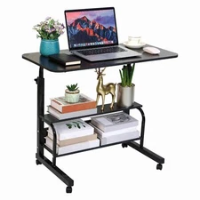 Rolling Corner Desk for Small Spaces Adjustable and Portable for Work or Gaming
