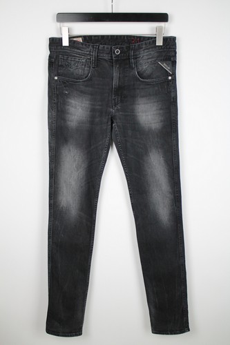 Replay Anbass Uomo W31 L34 Elasticizzato Nero Sbiadito Strappato Skinny  Jeans | eBay