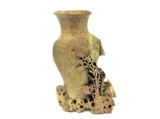 Old Chinese China Asian Carved Soapstone Decorative Flower Vase Carving Art