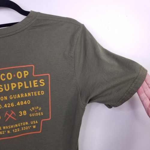 REI CO-OP ADULT EXTRA SMALL (XS) Olive Green Graphic T Shirt Logo Made In USA - Picture 12 of 14
