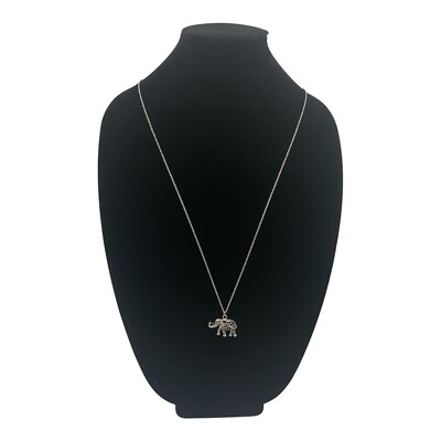 Time And Tru Elephant Pendant Necklace Silver Tone Filigree 16 Inch