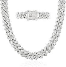Cuban Link Chain Miami Necklace Iced Out Stainless Steel Plated High Quality