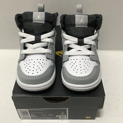 Jordan 1 Mid Light Smoke Grey Toddler Size 5c New 640735-078 Baby
