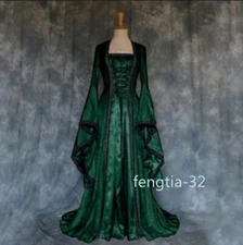 Halloween Costume Witch Long Dress Women Cosplay Party Medieval Revival Adults