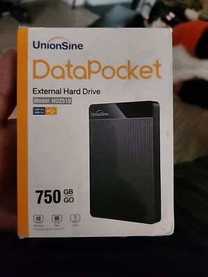 UnionSine 750GB 2.5'' Ultra Slim Portable External Hard Drive HDD-USB 3.0 for PC,