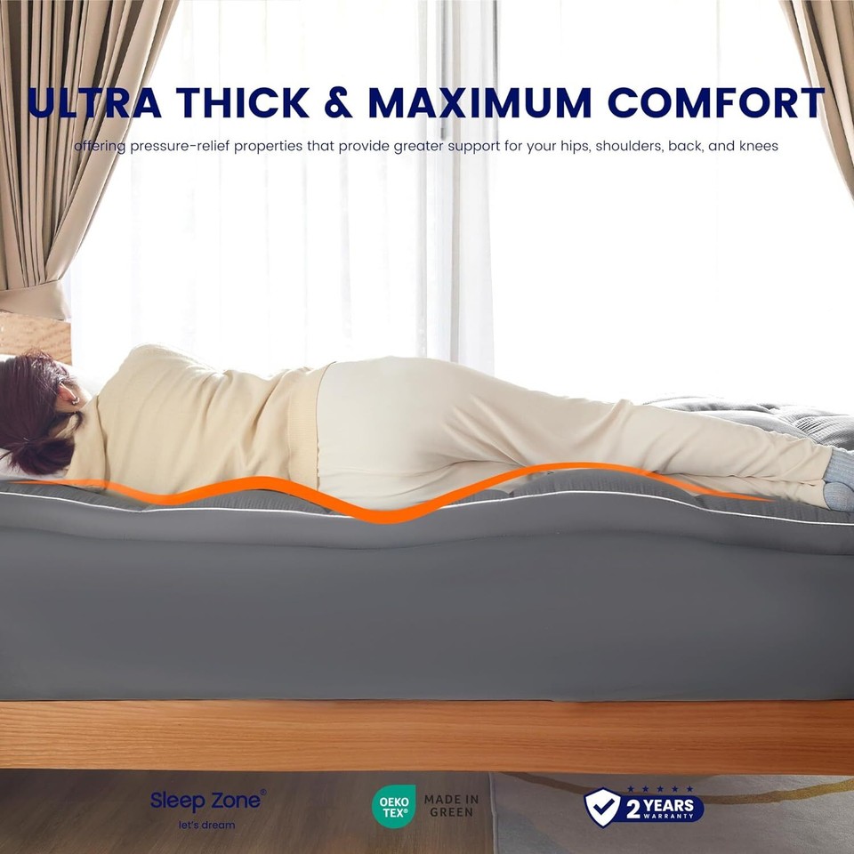 Extra Thick Mattress Topper Twin for Sofa Sleeper, Overfilled Plush