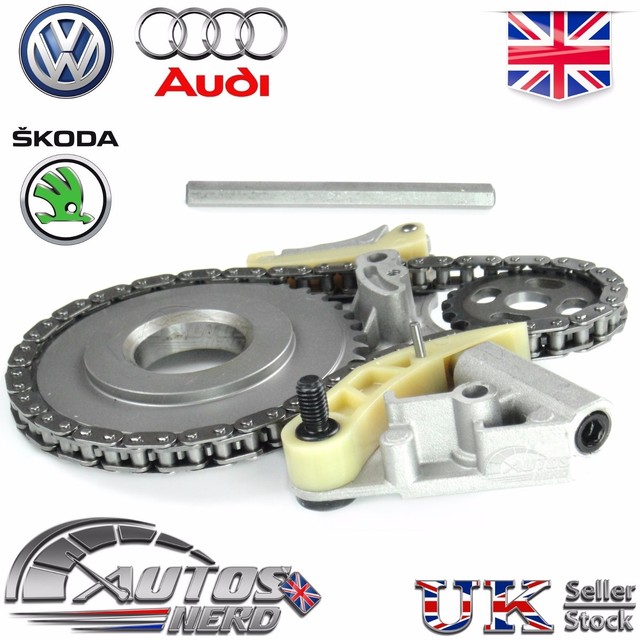 Oil Pump Chain Tensioner Kit Sprocket Crank For VW Audi 2.0 TDi BLB BMP