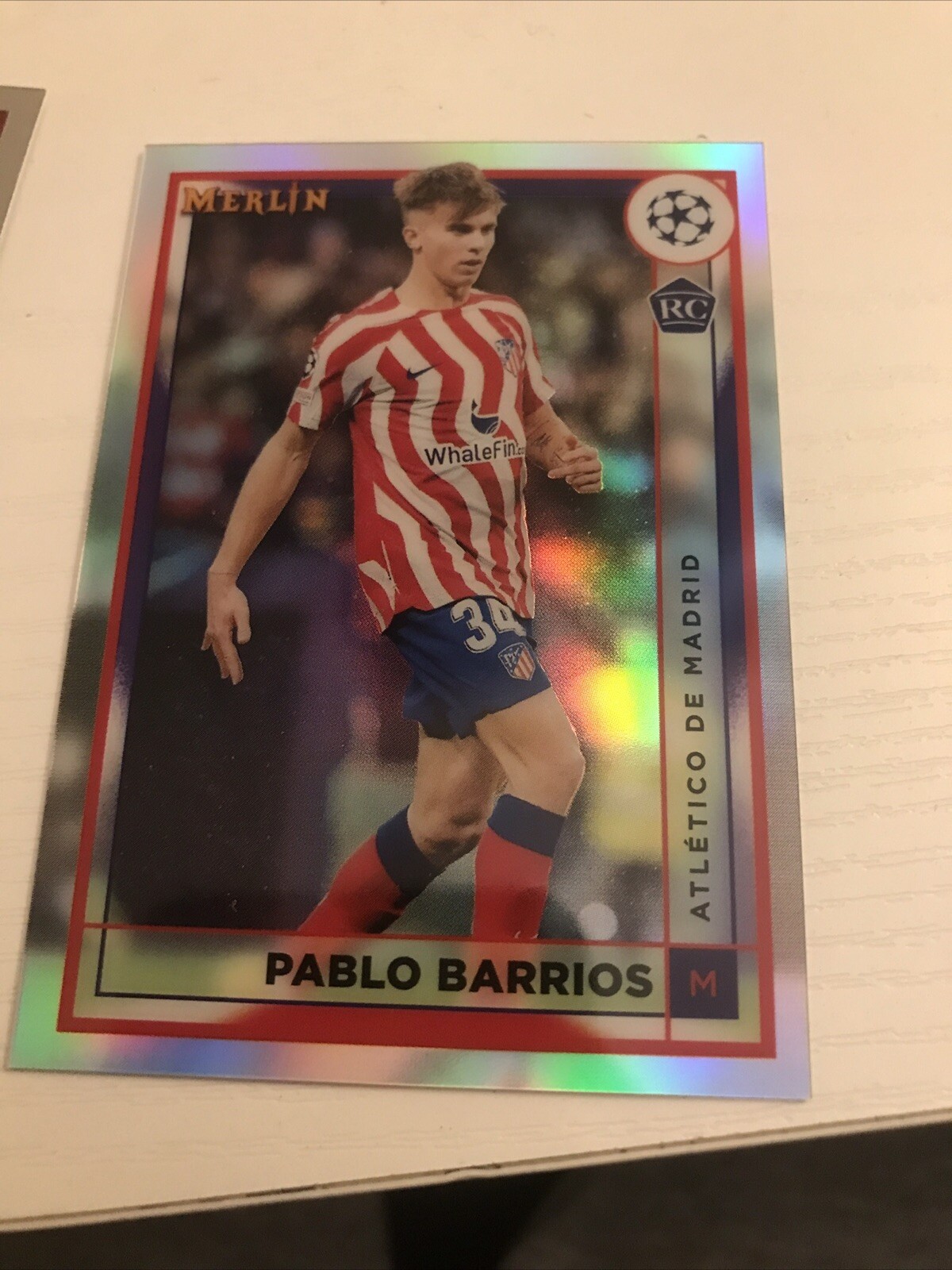 PABLO BARRIOS 2022-23 TOPPS MERLIN SOCCER UEFA AQUA PRISM REFRACTOR #27 RC