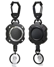 2 Pack Retractable Keychain Heavy Duty Carabiner Key Chains 10000+ Rebound Im...