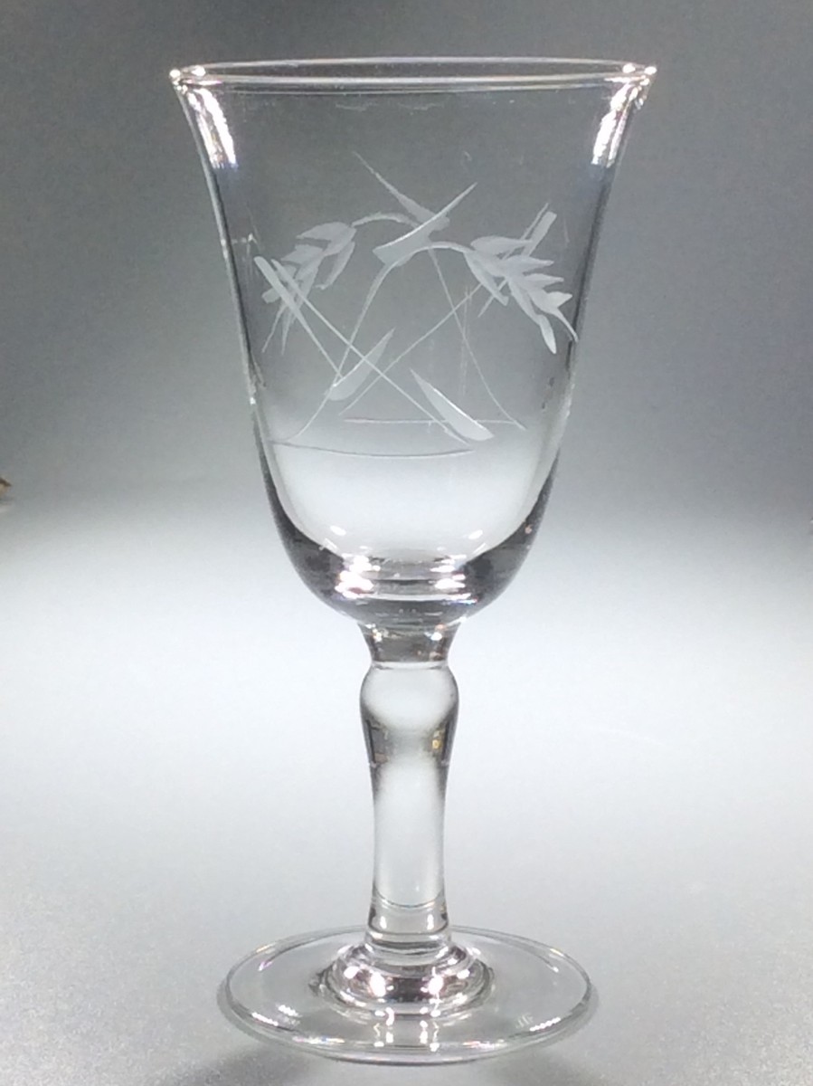 SASAKI SASWHEAT 2.5 oz Wine Crystal Etched Glass Wheat Smooth Bulbous Stem