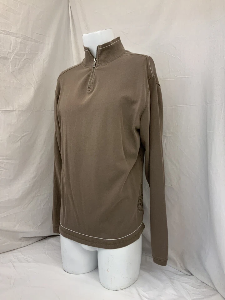 Suéter Pullover Margaritaville M Marrón 1/4 Cremallera 100% Algodón Como Nuevo YGI Q1-322 Foto 4 de 4