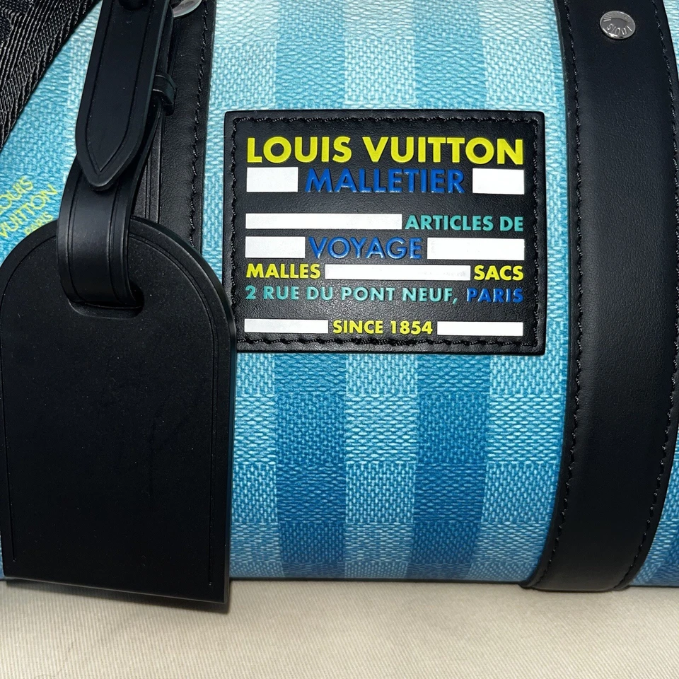 Louis Vuitton LV Damier City Keepall Virgil Abloh estampado degradado azul Foto 4 de 4