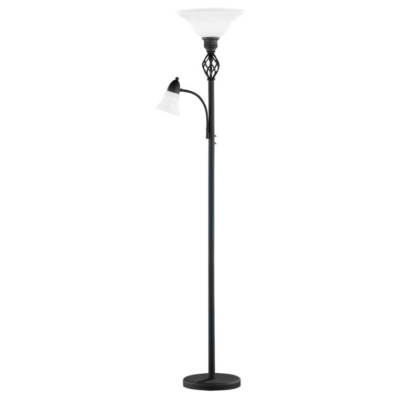 Deckenfluter Stehlampe RUSTICA rostfarben schwarz Glas matt sandgestrahlt TRIO