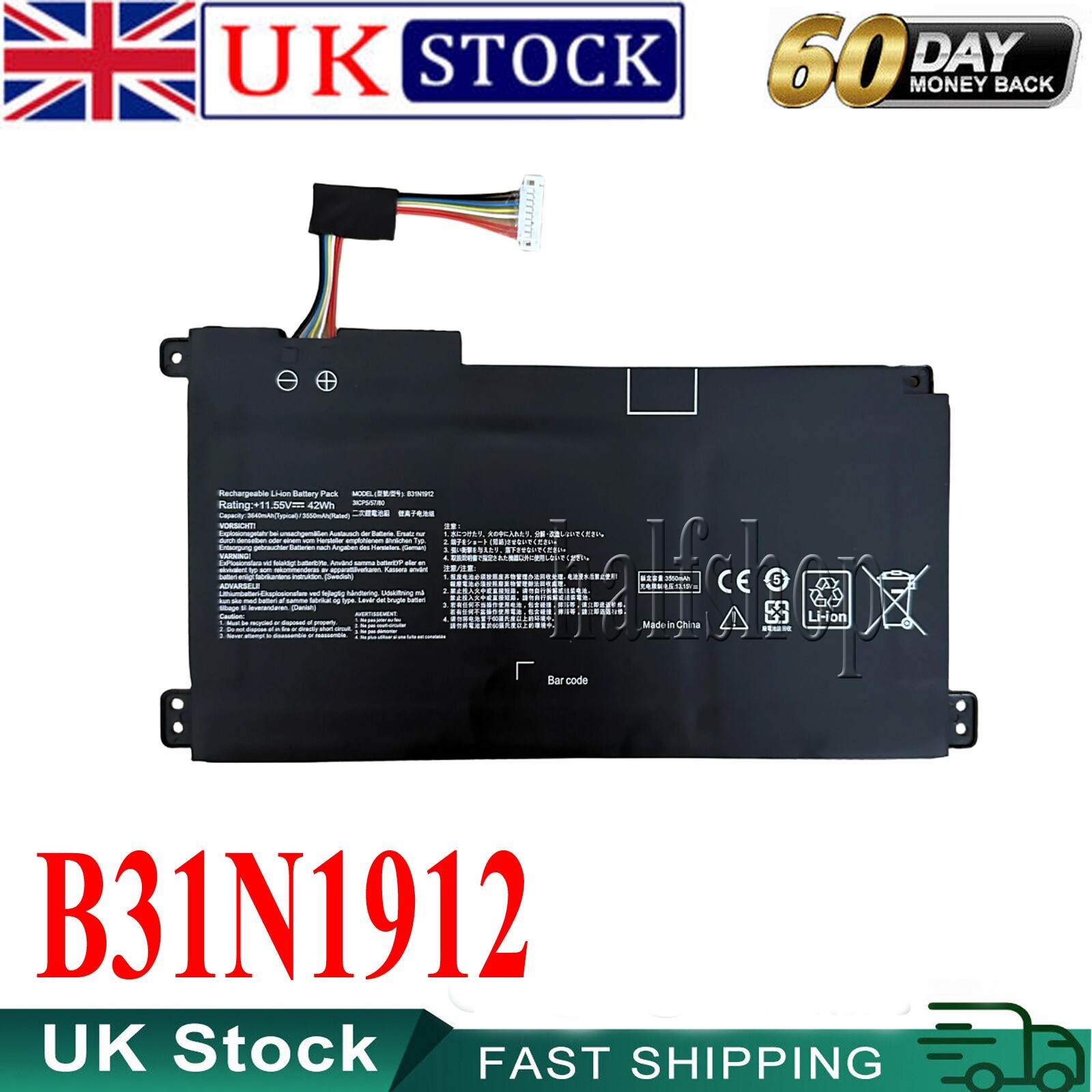 42wh Battery For ASUS VivoBook 14 E410MA L410MA E510MA L510MA B31N1912 42WH