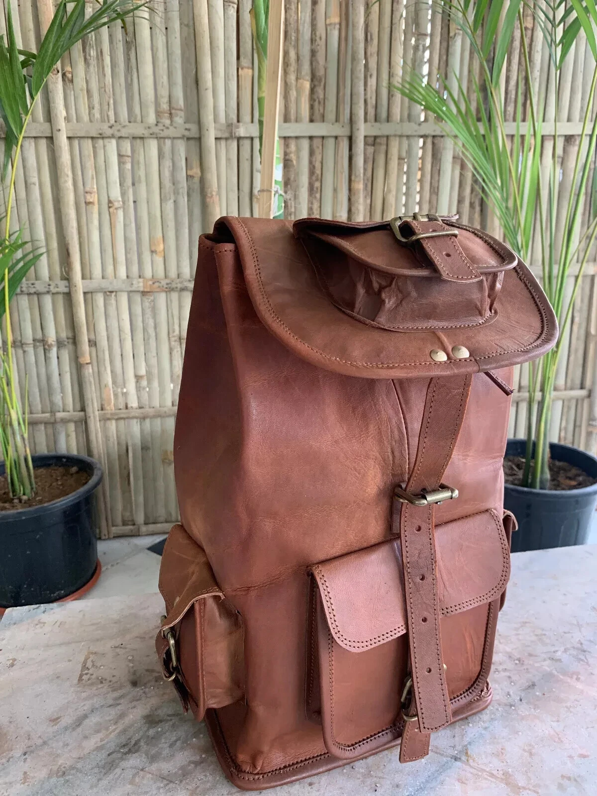 30" Men's Vintage Leather Backpack Travel Rucksack Laptop Bag Only Handmade
