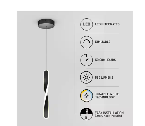 Mini Luz Colgante LED Integrada Artika Finley 13 Vatios 1 Lt Negro Moderno 5 CCT - Imagen 5 de 5