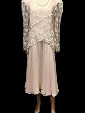 Vintage Pastel Peach Pink Lace Coquette Dress Medium/large Cottage Core