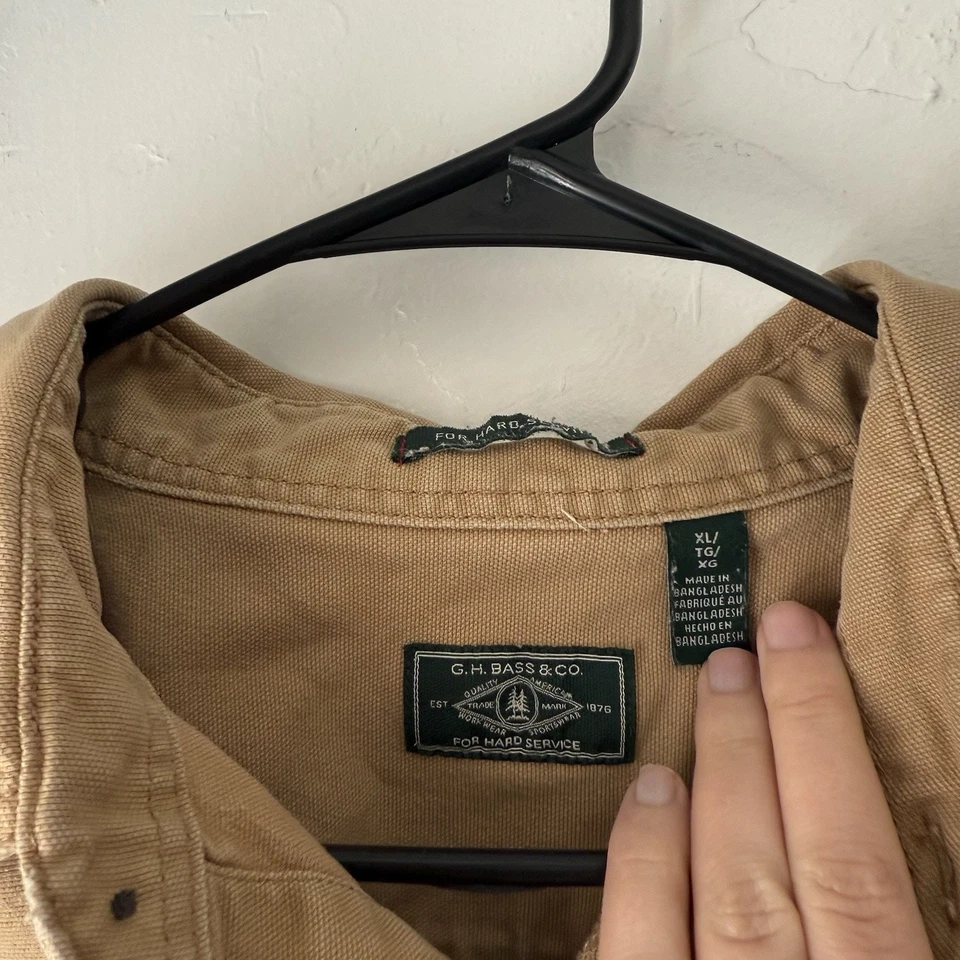 G.H. Bass & Co. Men's Size XL Tan Button Up Heavy Cotton Workwear Shacket - Image 4 of 4