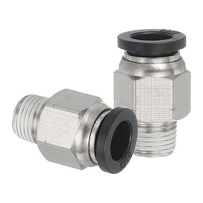 2 Pack NPT Male 5/16'' Tube OD x 1/8'' NPT Thread Push to Connect Fittings Black