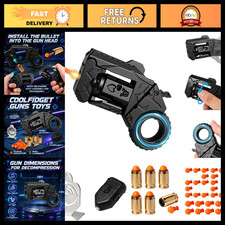 Black Metal Fidget Gun - 5-in-1 EDC Stress Relief Toy for Adults, 6 Shells