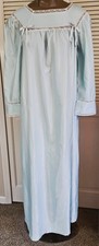 Embellishments Full Length Nightgown Long Sleeve Brushed Back Satin Blue Lace M