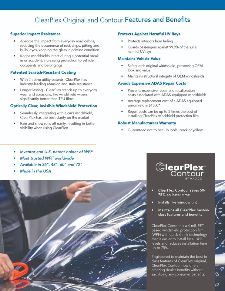 ClearPlex Original Windshield Protection Film 48” x 100 Ft PPF by Madico - Image 3 of 4