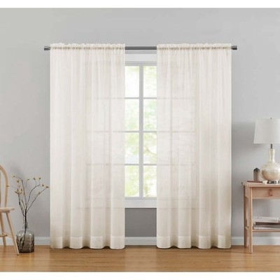 Marjorie Sheer Voile Curtain Panel, 1 Panel, Ivory, 59'' W x 63'' L