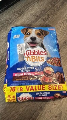 PET FOOD, Kibbles'n Bits Mini Bits Dog Food Bacon Steak Flavor 16