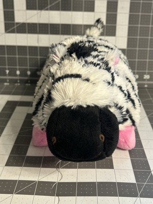 Pillow Pets Pee-Wee Zippity Zebra 11  Animal Plush Retired Black Pink White 2010