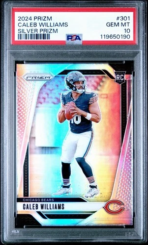 2024 PANINI PRIZM SILVER PRIZM #301 CALEB WILLIAMS PSA 10 Rookie RC Bears