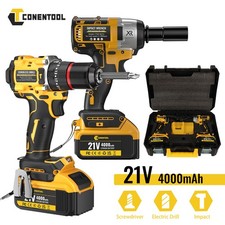 420Nm Impact Wrench + 55Nm Cordless Drill Impact Combi Drill 4.0Ah 2*Battery Kit