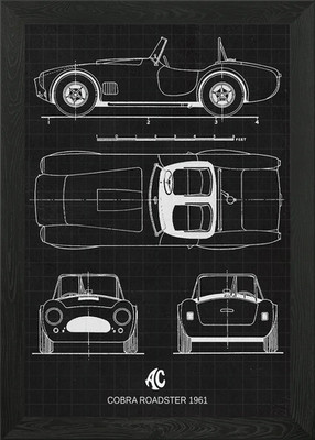 AC Cobra Roadster 1961 Gerahmtes Wandbild Poster Leinwanddruck Bild