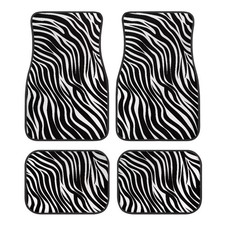 4 Pcs Car Floor Mats Zebra Print Universal Automotive Foot Mats Fit Most Truc...
