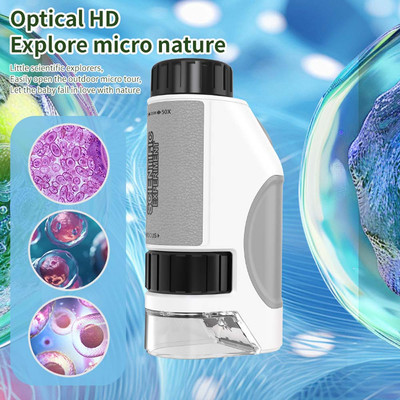  Kids Mini 50X-300X Handheld Kids Microscope Portable & Scientific  Grey
