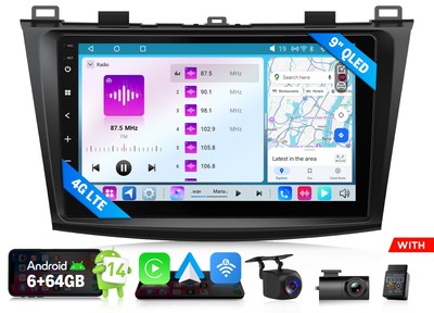 Android 14 9'' QLED 6+64 for Mazdaspeed3 2011 2012 Car Stereo CarPlay GPS Navi 4G