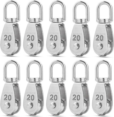 M20 Single Pulley Block Loading 200lbs 10 Pack 304 Stainless Steel Swivel Pul...