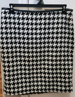Talbots Pencil Skirt  Sz 16P Black White Houndstooth Wool Blend New w/o Tags