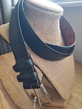 Yves Saint Laurent Belt Black 32x1" Unisex Solid Brass Buckle