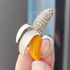 Fashion Rhinestone Banana Brooch Pin Badge Fr...
