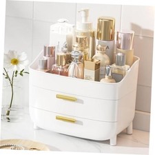 3-Tier Skincare Makeup Organizer with Drawers for Vanity and No Lid White