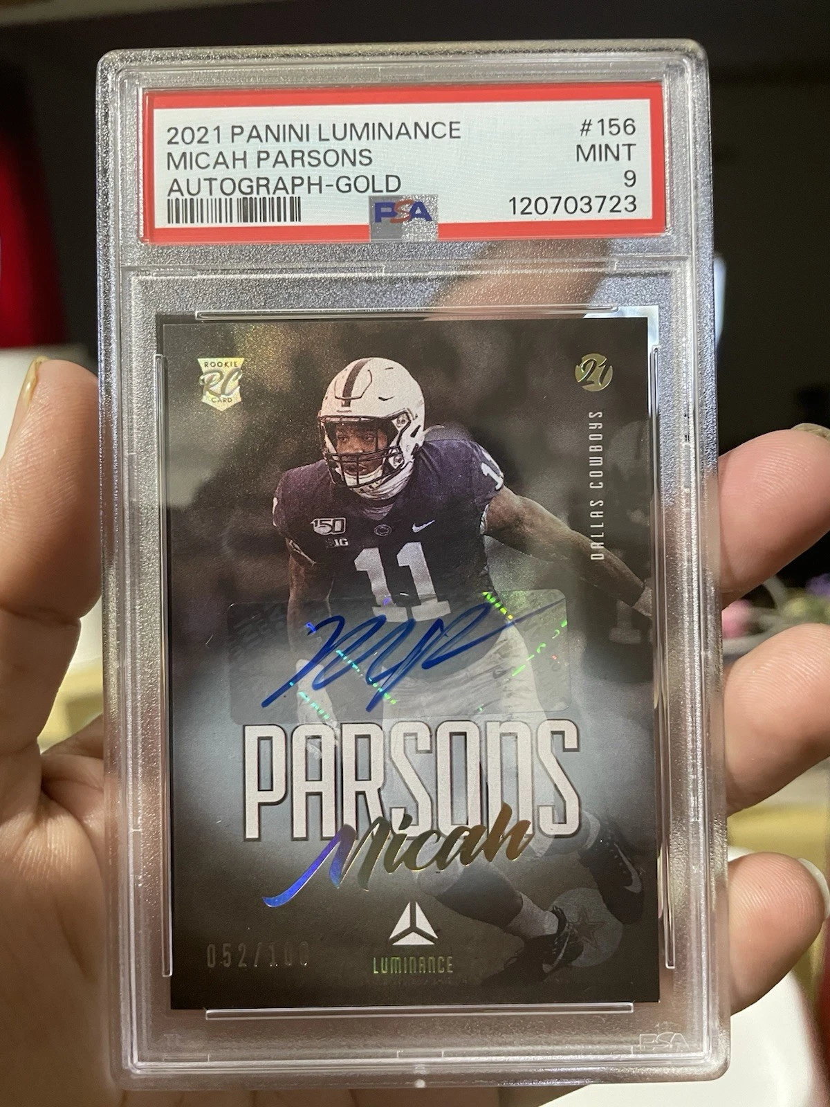 Micah Parsons Panini Luminance Autographs #156 Gold