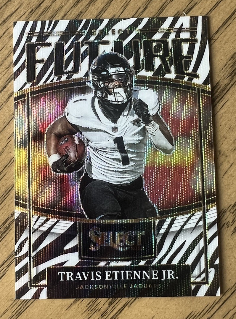 2022 Panini Select Football Travis Etienne Jr. Select Future Zebra Prizm Jaguars