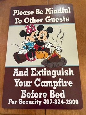 Walt Disney World Disney Fort Wilderness Camp Fire Safety Park Used Sign Prop
