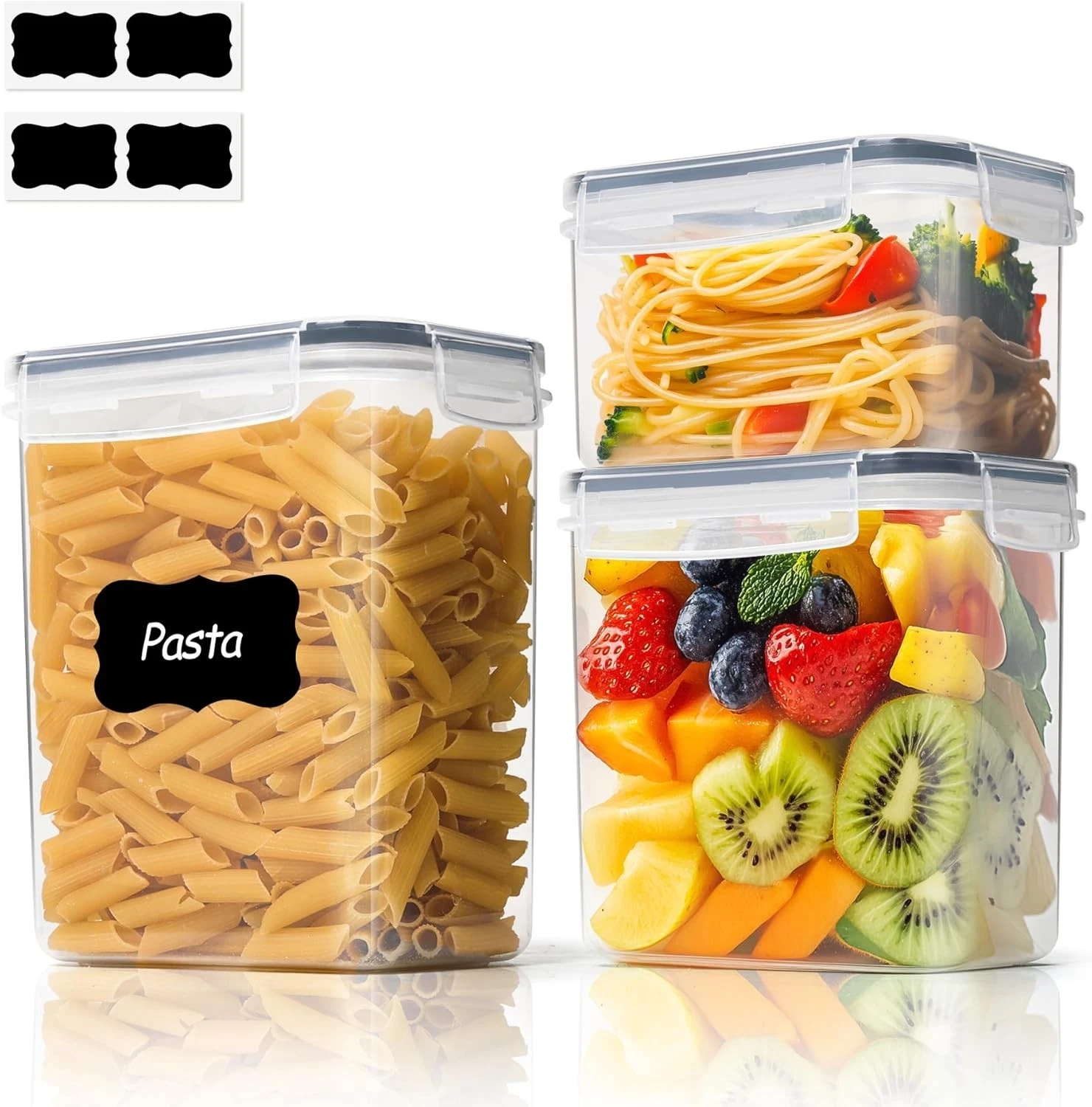 Food Storage Containers W/ Lids Set of 3 2L/2.1Qt 1.4L/1.5Qt 0.8L/0.8Qt Airtight