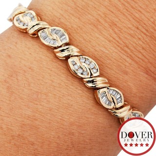 Estate 2.01ct Diamond 14K Gold Channel Swirl Tennis Bracelet 20.2 Grams NR